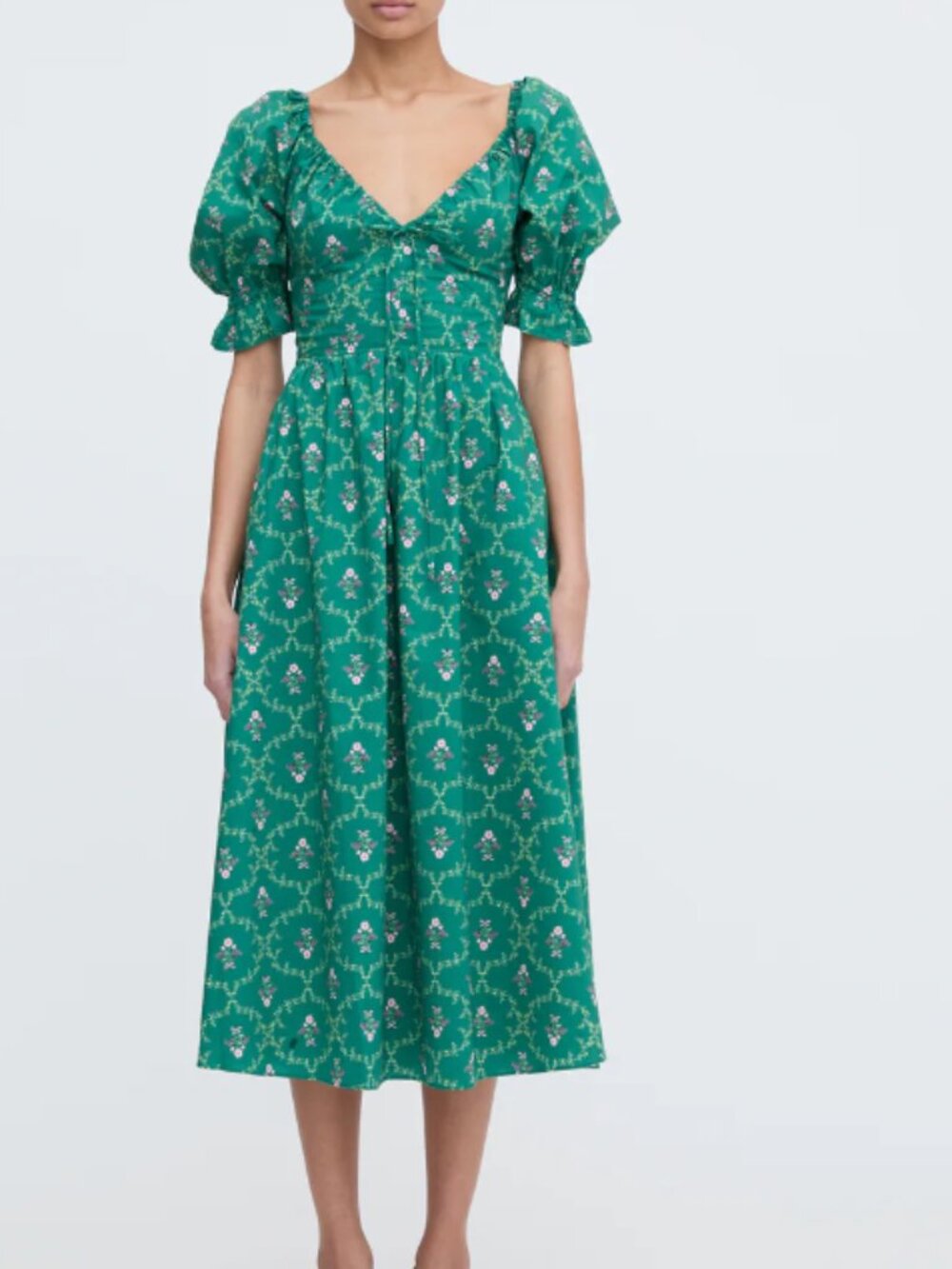 HILLHOUSE HOME BNWT Ophelia Dress XL / L in Emerald Trellis